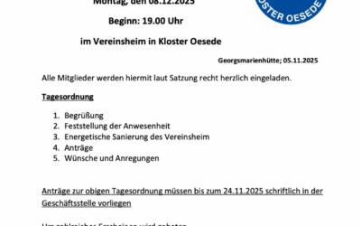 Einladung zur außerordentlichen Mitgliederversammlung